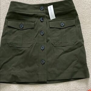 Ann Taylor Dark Green Button-Front Mini Skirt